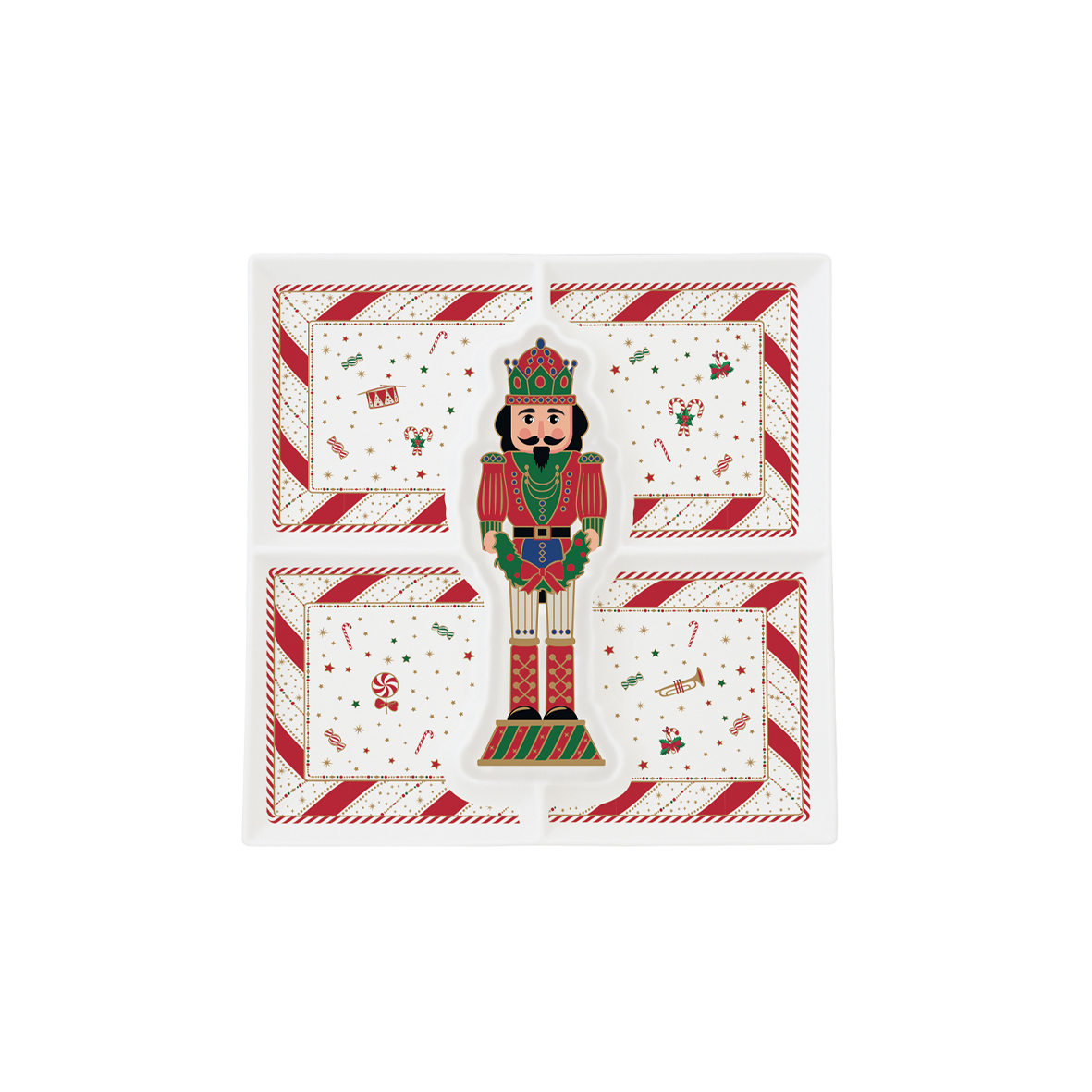 Piatto aperitivo in porcellana 25 x 25 cm NUTCRACKER TWIST
