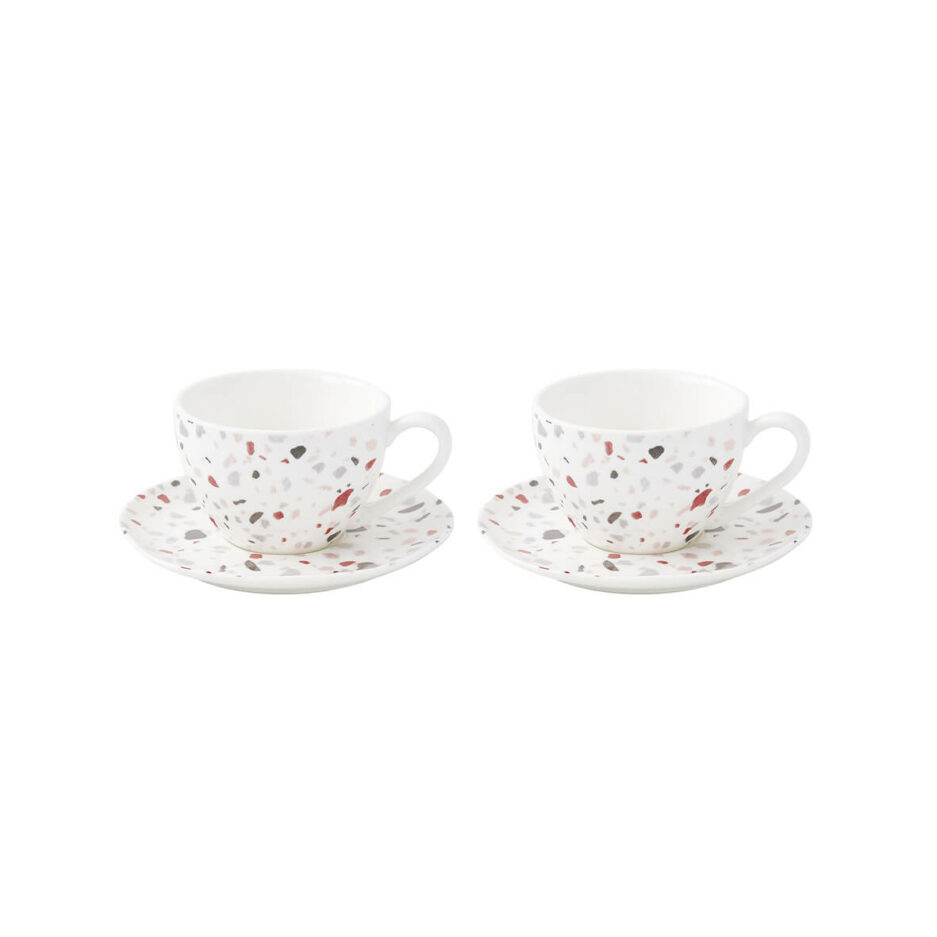 Set 2 tazzine caffè 120 ml con piattino in porcellana TERRAZZO