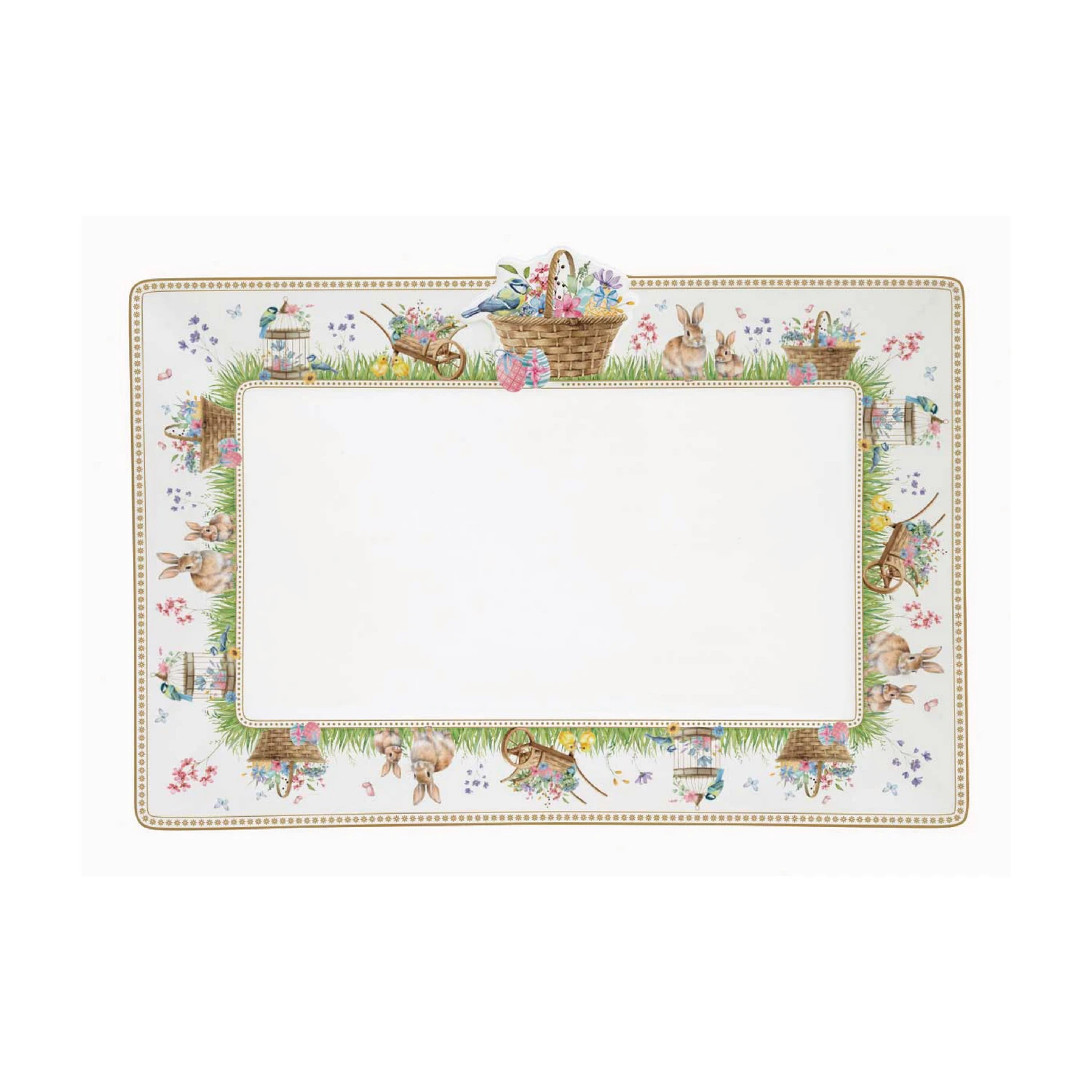 Serving platter in porcelain 35 x 24,5 cm SPRING BLOOM