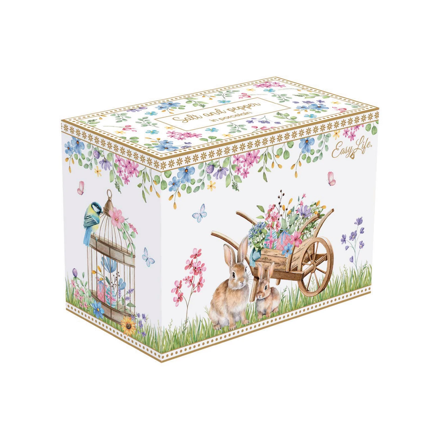 Alternative view of Coffre sel et poivre en porcelaine h 7 cm SPRING BLOOM