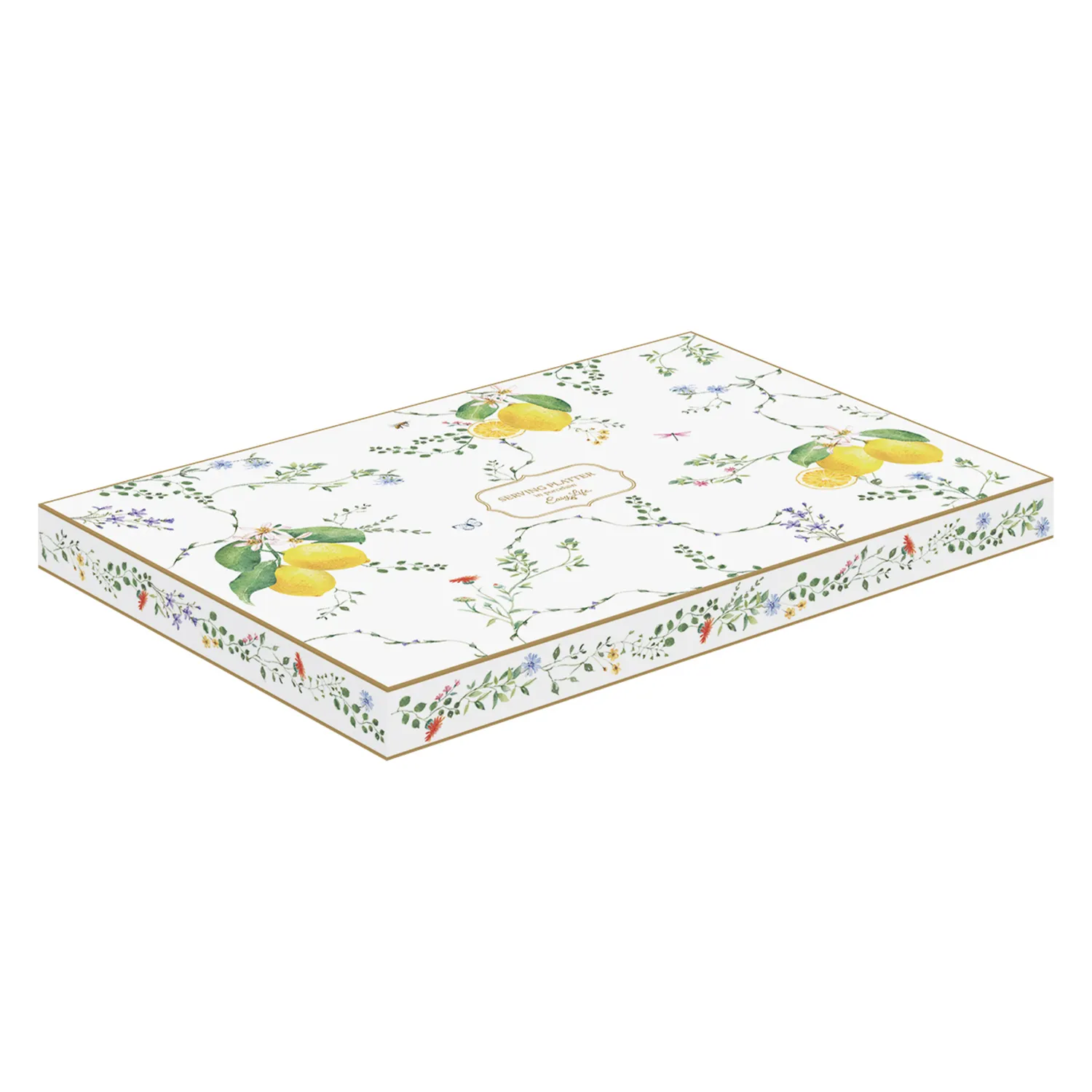 Alternative view of Serving platter in porcelain 36 x 24 cm FLEURS ET CITRONS