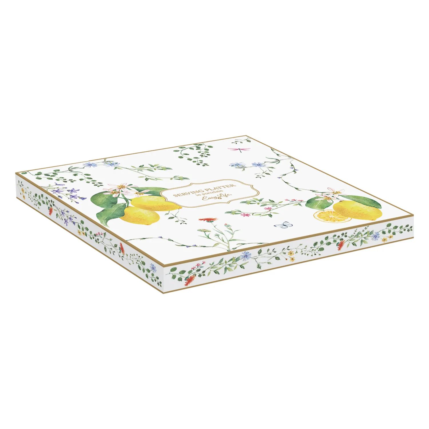 Alternative view of Lemon-shaped serving platter in porcelain 25 x 18 cm FLEURS ET CITRONS