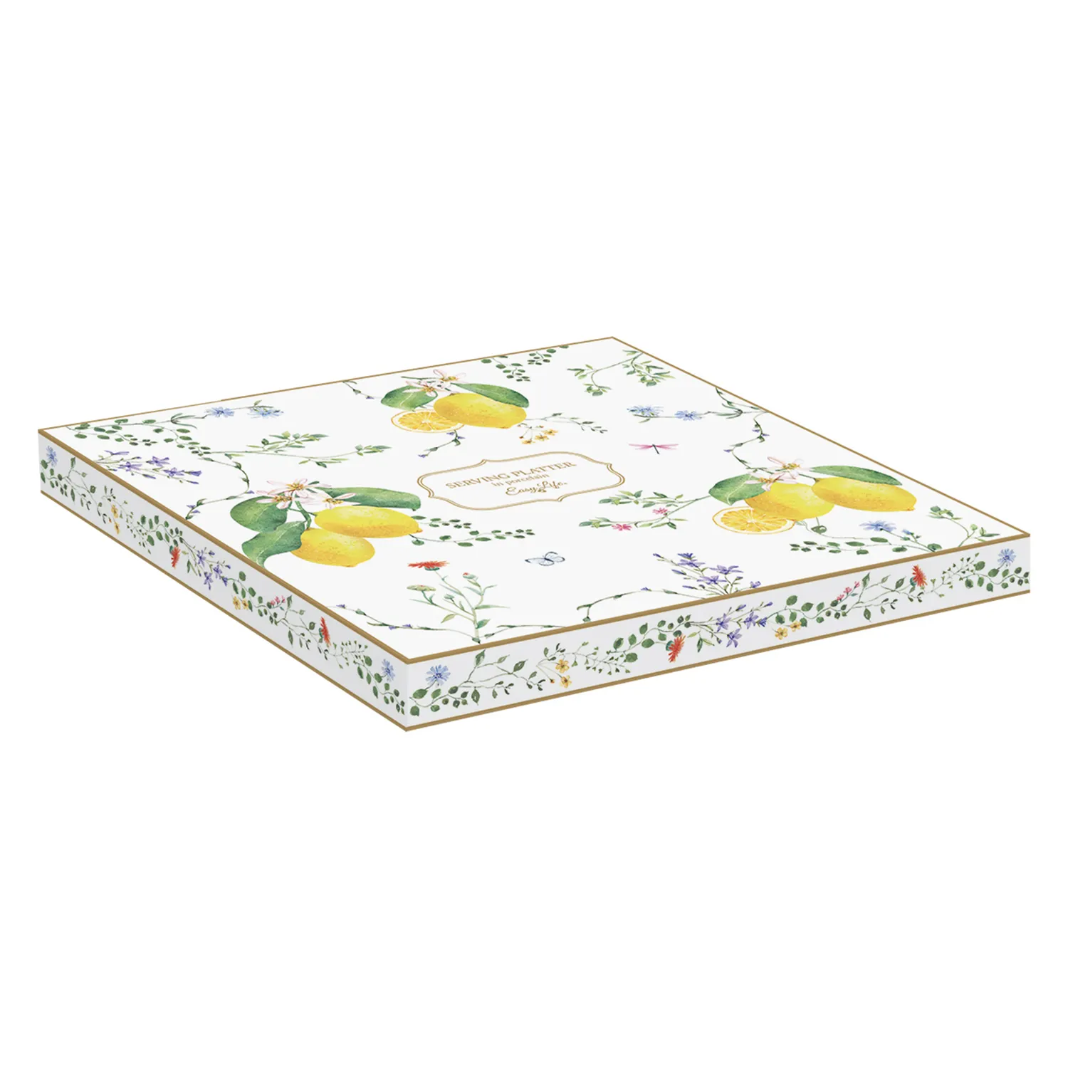 Alternative view of Lemon-shaped serving platter in porcelain 30 x 21.5 cm FLEURS ET CITRONS