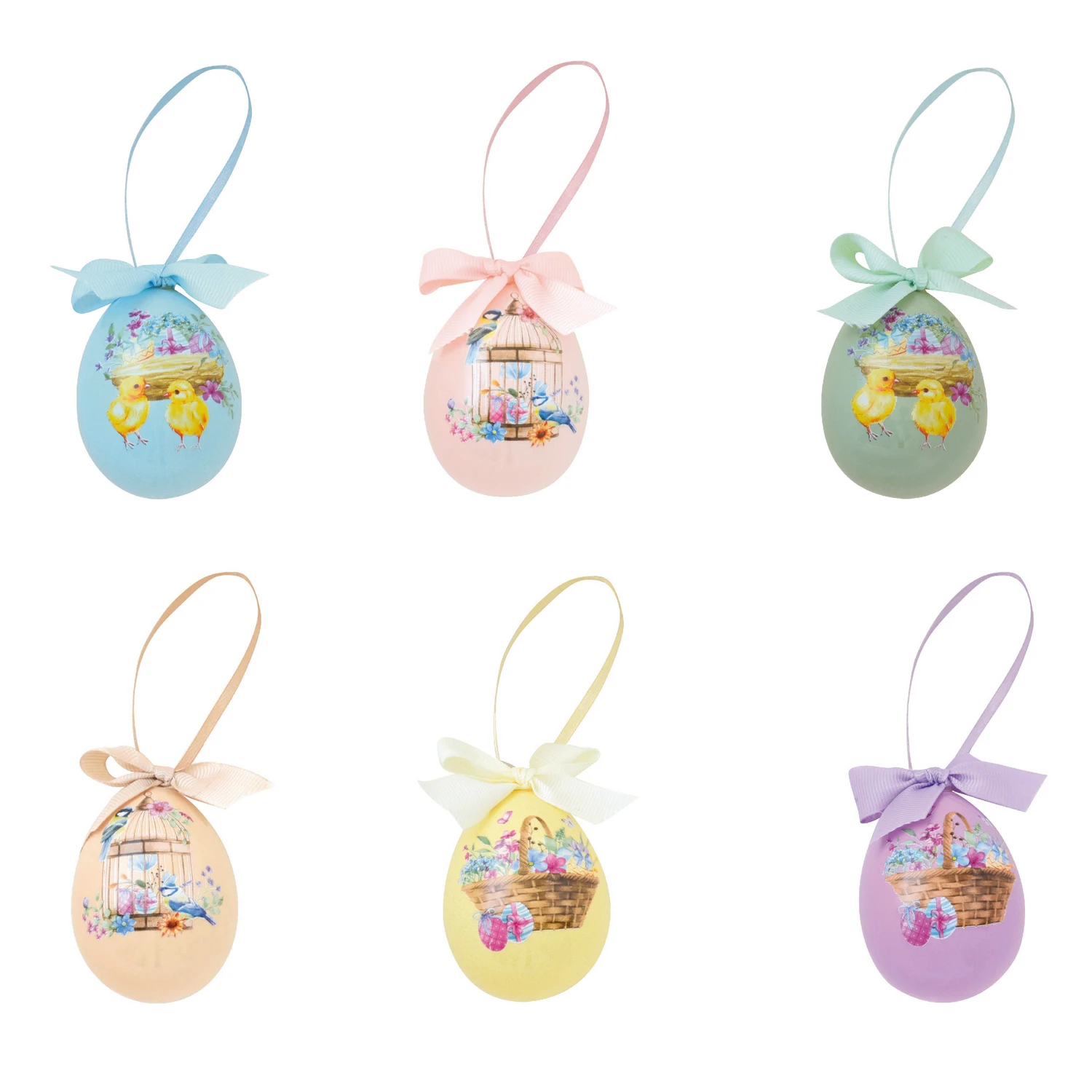 Set of 6 ceramic Easter eggs Ø 4,5 x h 6,5 cm SPRING BLOOM