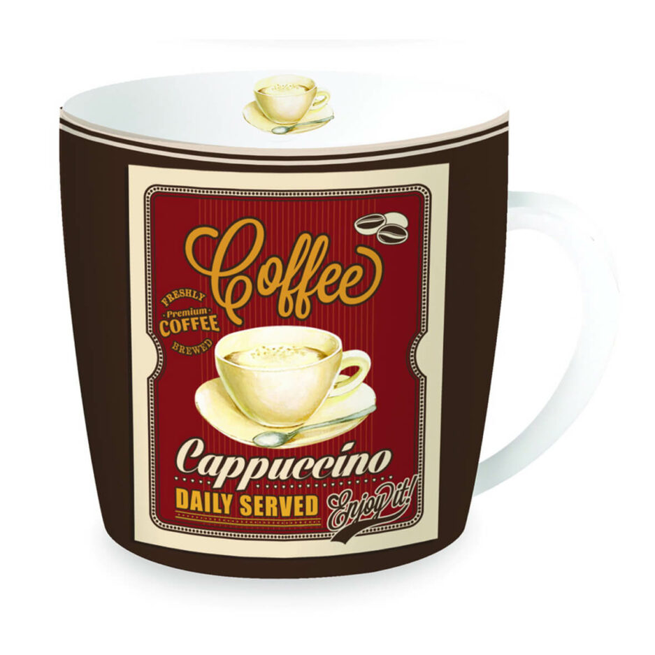 Porcelain mug in tin gift box VINTAGE CAPPUCCINO