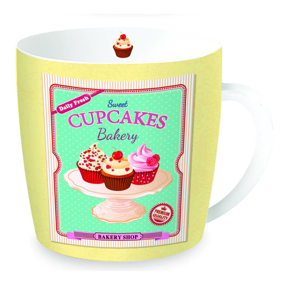 Tazza in porcellana in scatola latta CUPCAKES YELLOW