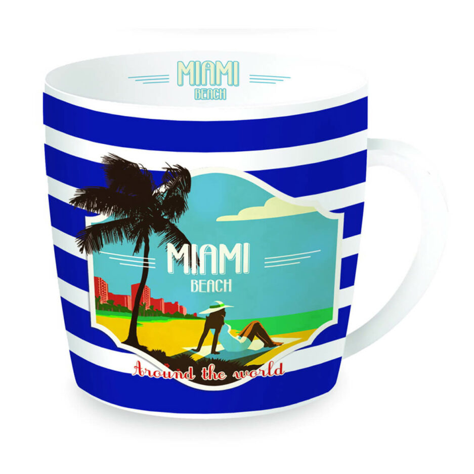 Tazza in porcellana in scatola latta TRAVEL LABELS MIAMI
