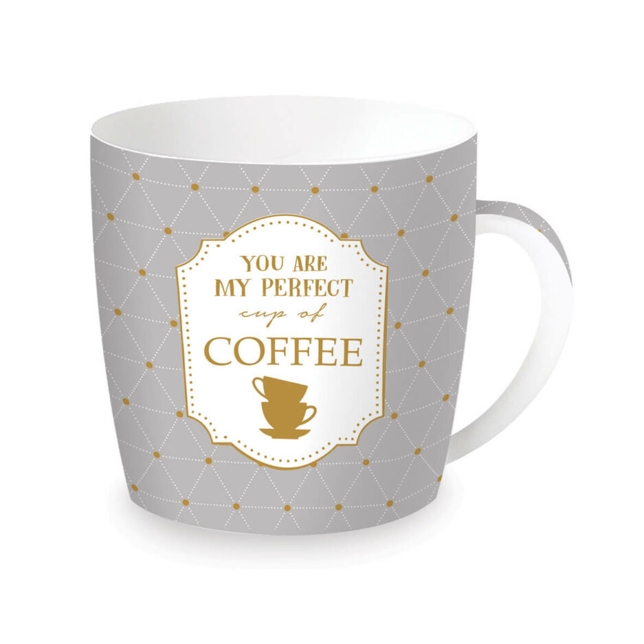 Tazza in porcellana in scatola latta MY PERFECT CUP OF COFFEE