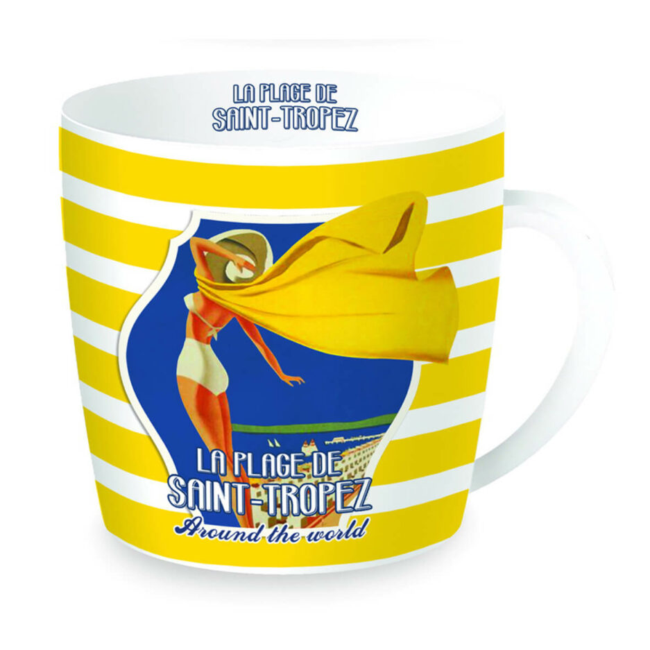 Tazza in porcellana in scatola latta TRAVEL LABELS SAINT TROPEZ
