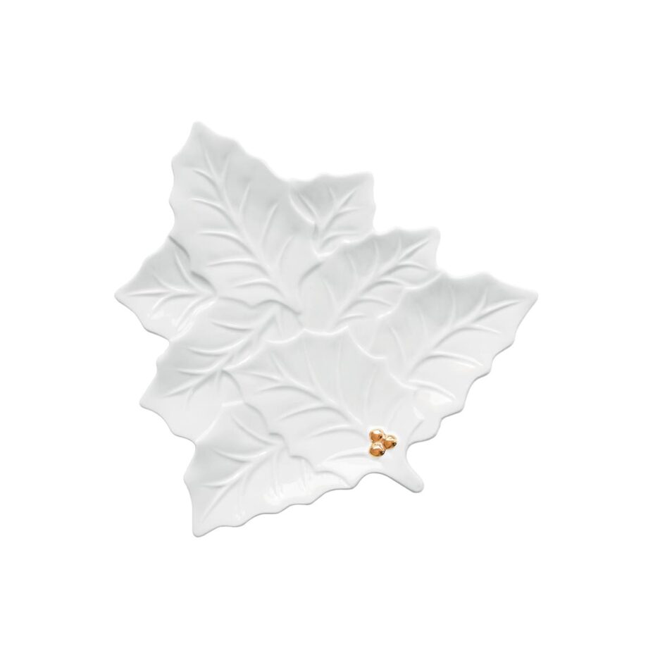 Assiette en porcelaine de 22x22 cm HOLLY & BERRIES WHITE