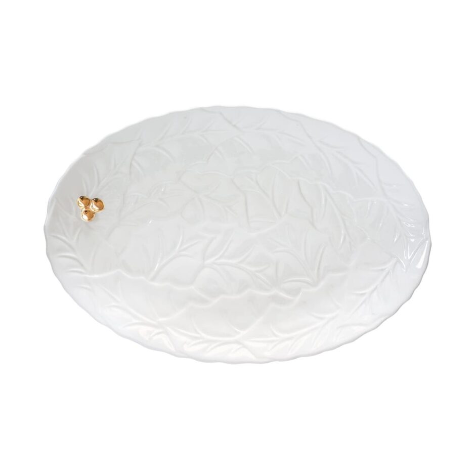 Porcelain serving platter 36x24,5 cm HOLLY & BERRIES WHITE