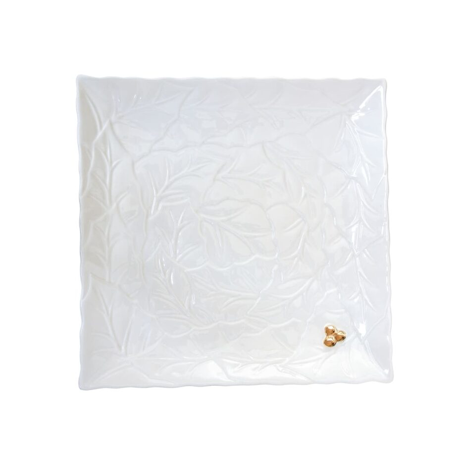 Porcelain serving platter 30x30 cm HOLLY & BERRIES WHITE