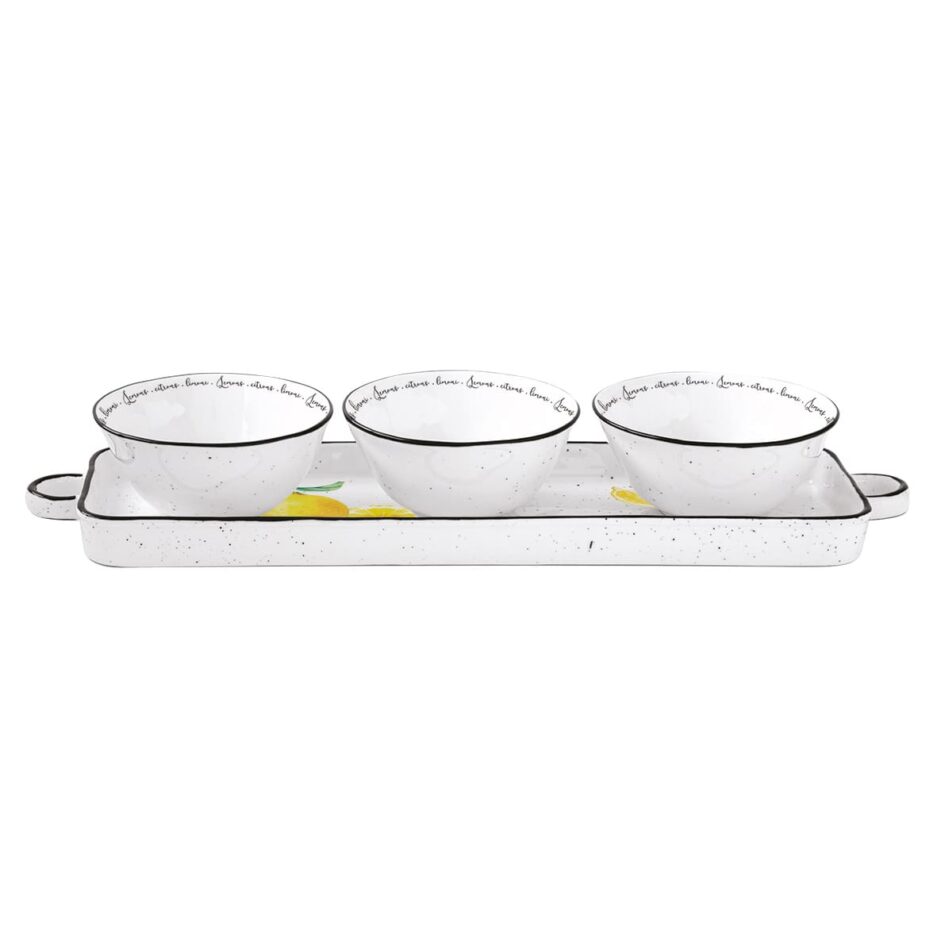 Porcelain appetizer set 37x10 cm with 3 bowls Ø 10 cm AMALFI