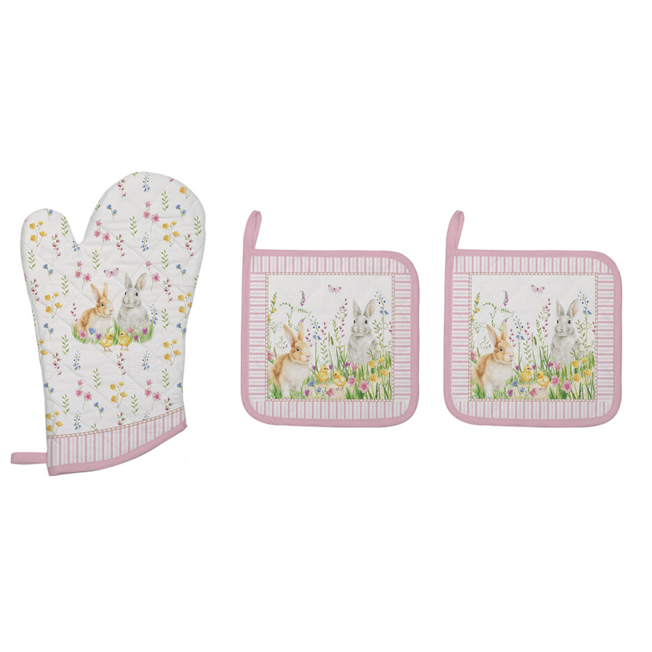 Set de gants et 2 cache-pots HAPPY EASTER