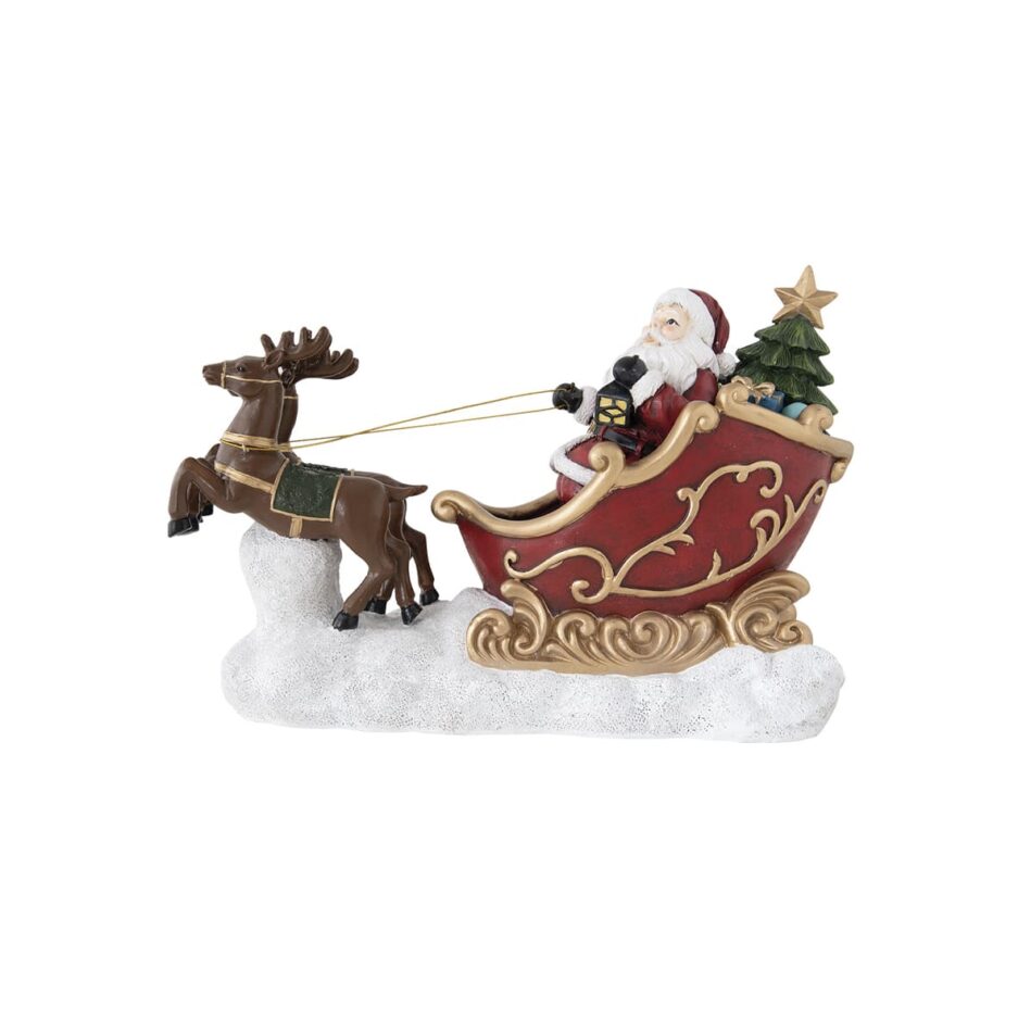 Polyresin Santa Claus on the sleight figurine CHRISTMAS FIGURINES