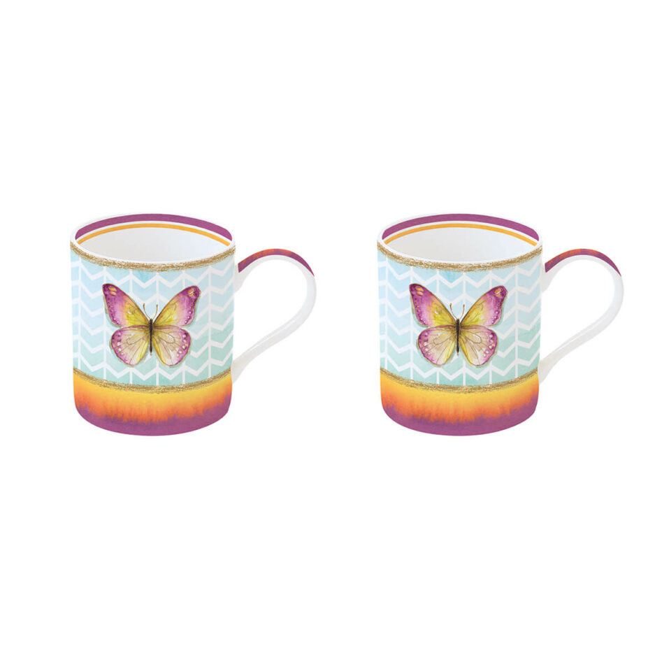 Set 2 tazze 350 ml in porcellana in scatola BUTTERFLY