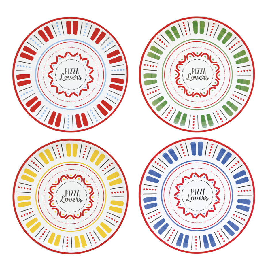 Set de 4 assiettes à pizza PASTA & PIZZA LOVERS