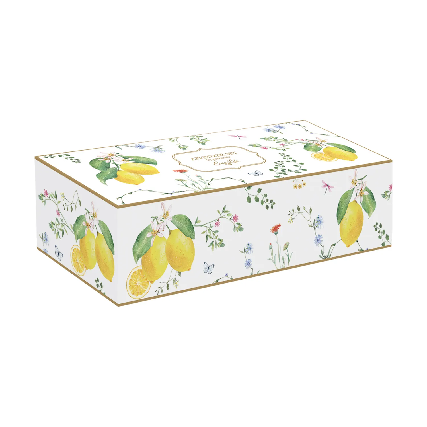 Alternative view of Apertif set in porcelain 25 x 9,5 cm FLEURS ET CITRONS