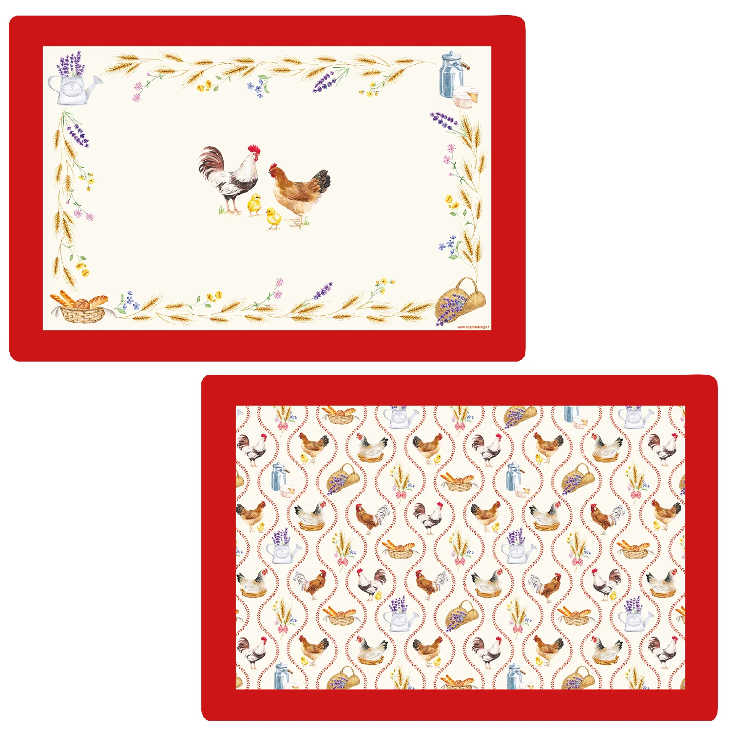 Set of 6 double-sided placemats 45 x 30 cm COUNTRY LIFE