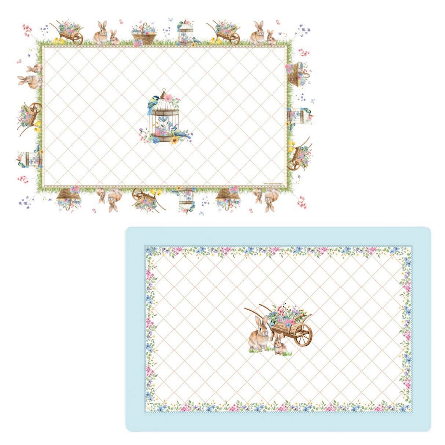 Set of 6 double-sided placemats 45 x 30 cm SPRING BLOOM