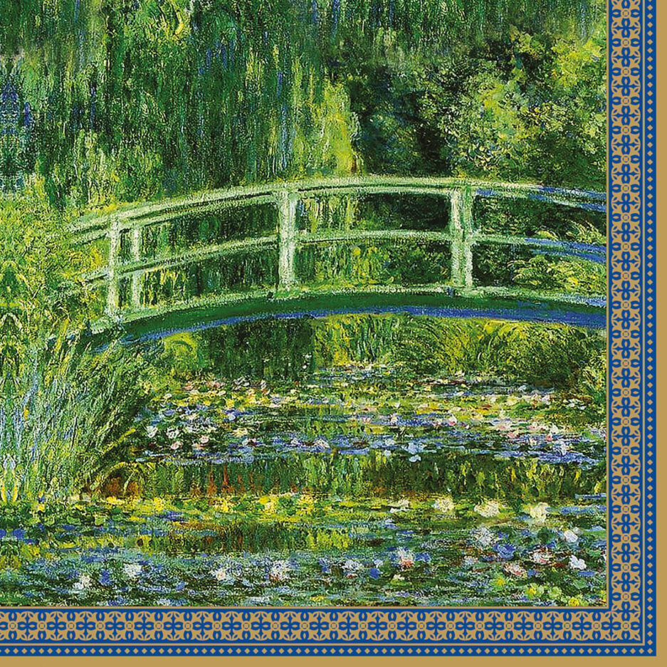 Pack of 20 Fashion paper 33x33 WATER LILIES AND THE JAPANESE BRIDGE