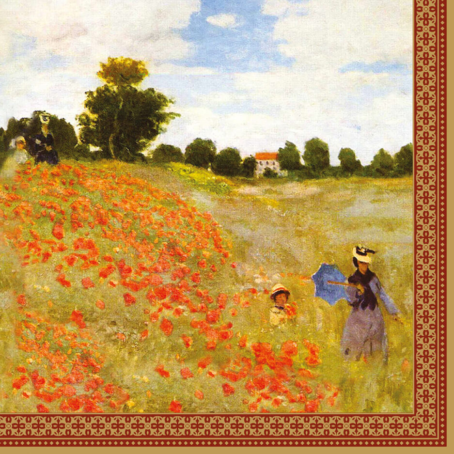 Paquet de 20 serviettes en papier 33x33 cm LA PROMENADE (POPPIES)