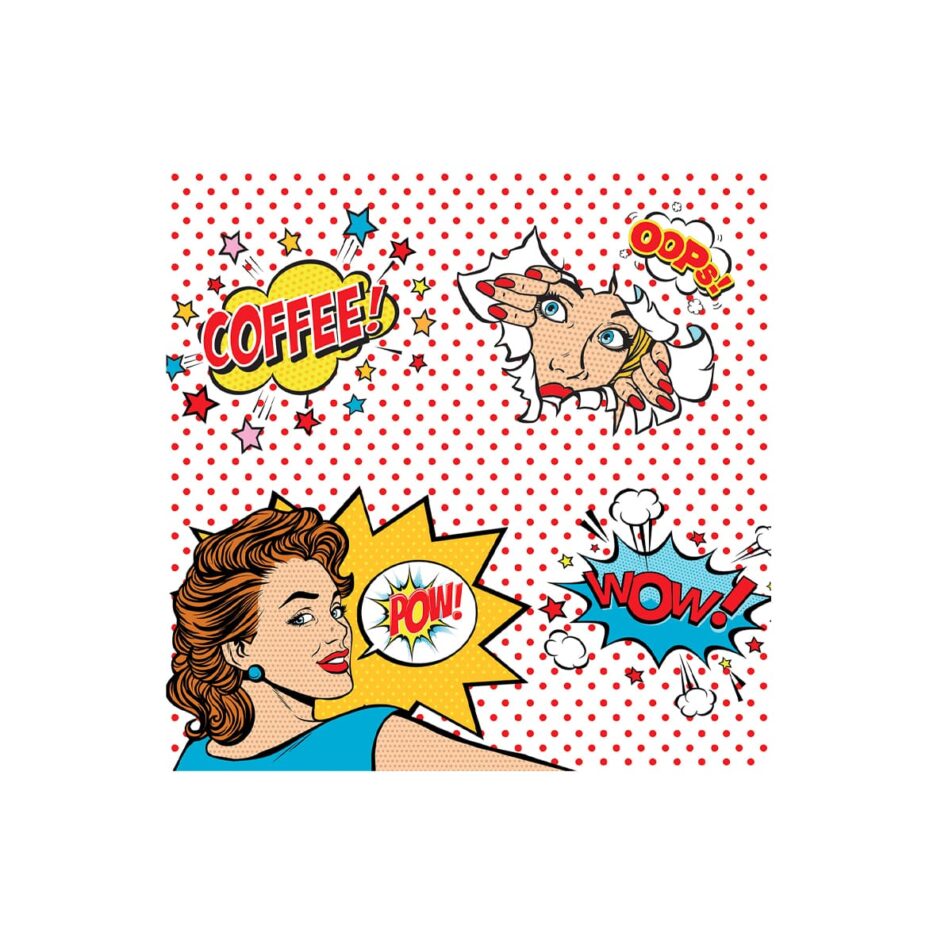 Paquet de 20 serviettes en papier 33x33 cm POP ART