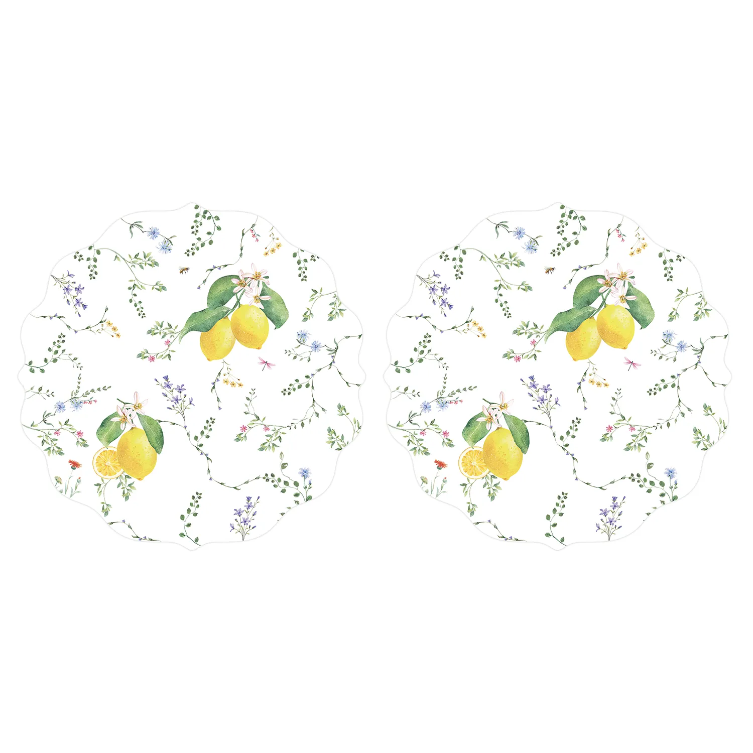 Set of 2 placemats 34,5 x 34,5 cm FLEURS ET CITRONS