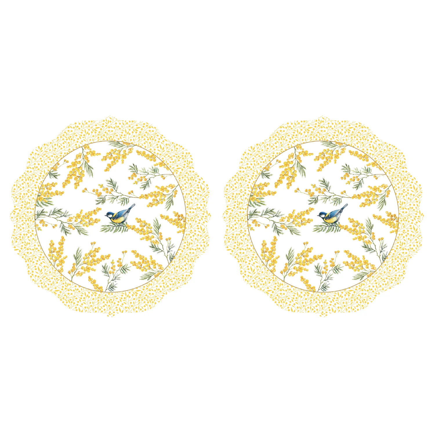 Set of 2 polypropylene placemats 34.5 x 34.5 cm MIMOSA