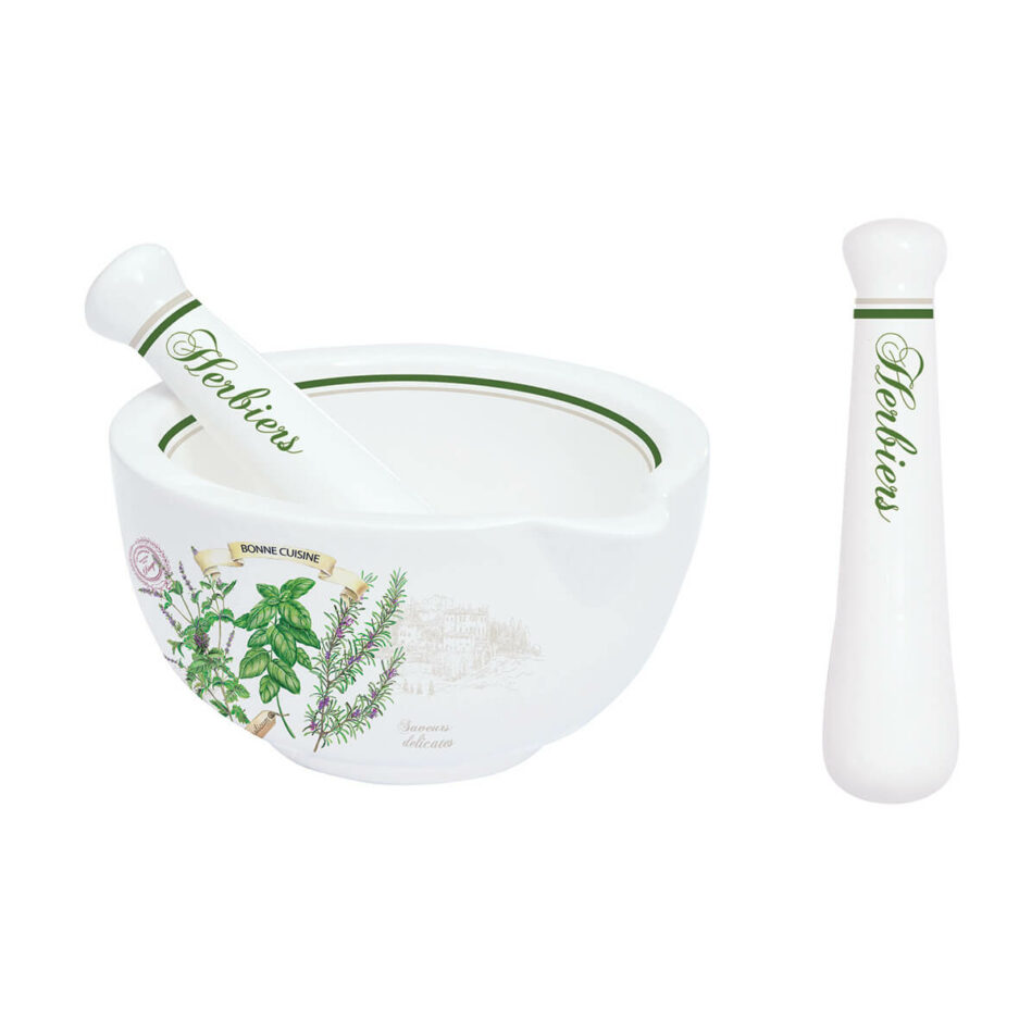 Coffret Mortier Pilon Ø 12 cm Porcelaine HERBIERS