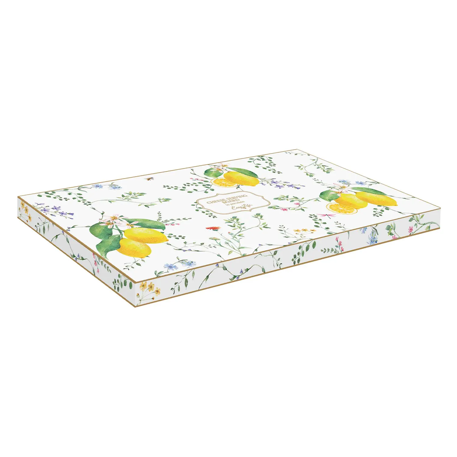 Alternative view of Serving board in porcelain 34,5 x 18 cm FLEURS ET CITRONS