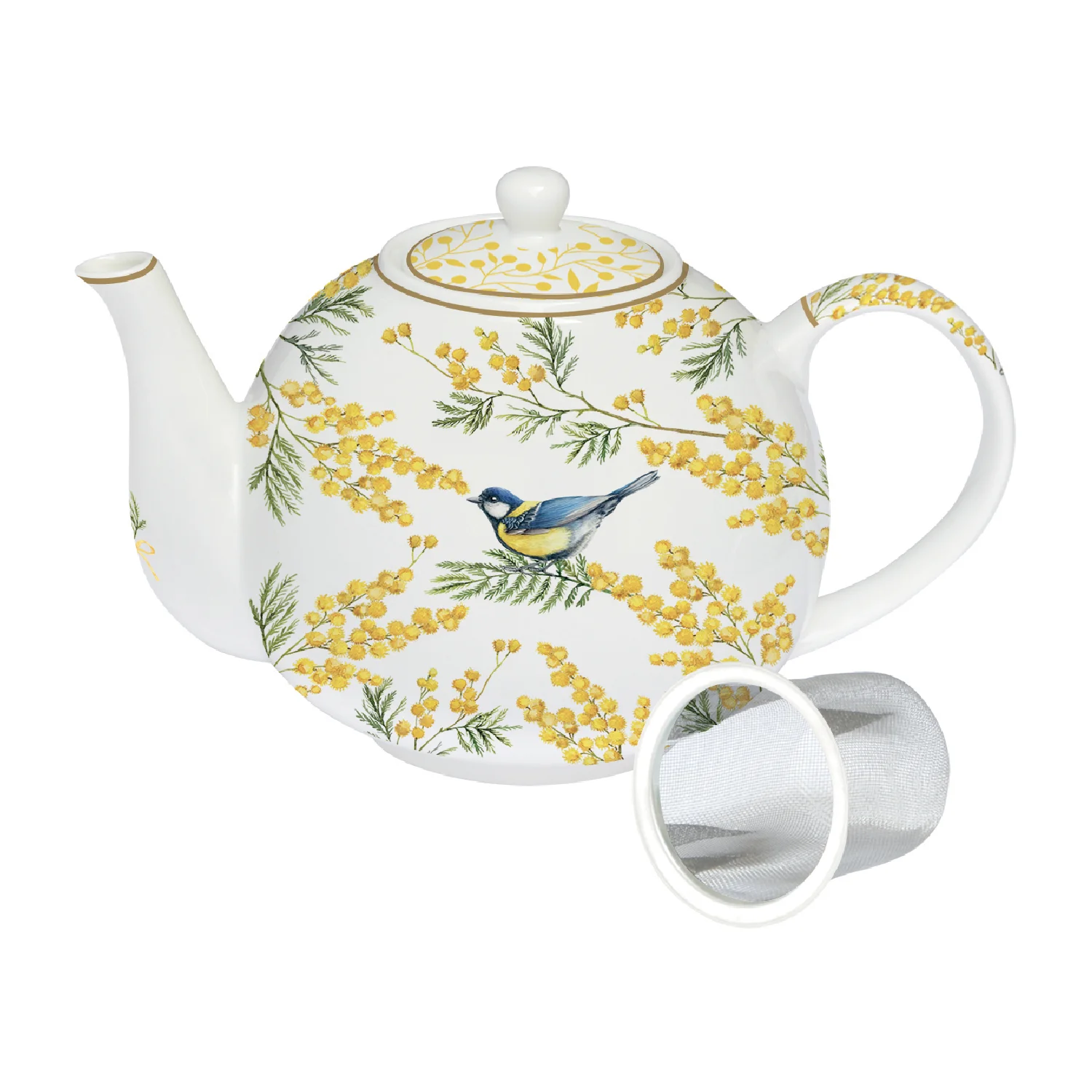 Teapot in porcelain with metal infuser 1 L MIMOSA