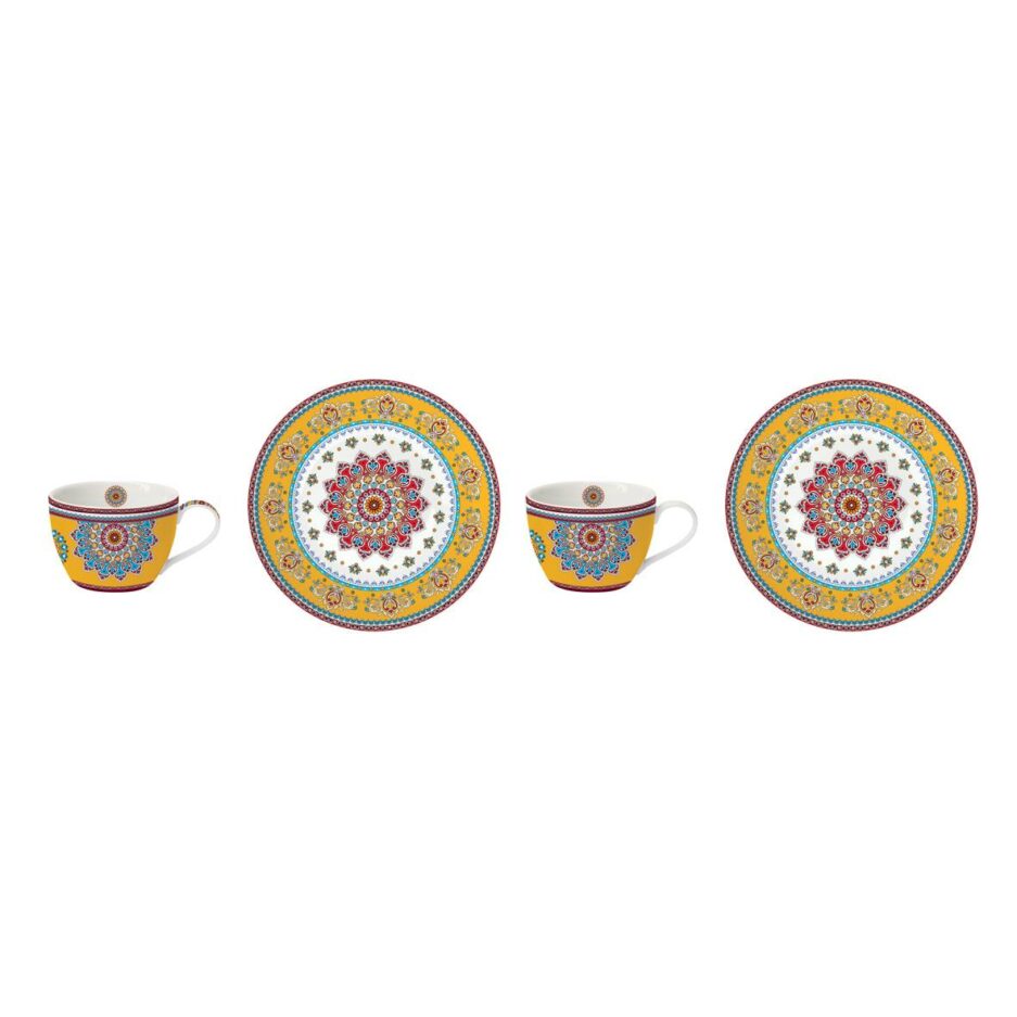 Set 2 tazzine caffè 110 ml. con piattino in porcellana in scatola YELLOW