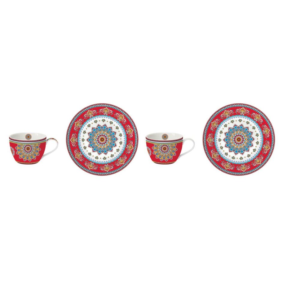 Set 2 tazzine caffè 110 ml. con piattino in porcellana in scatola RED