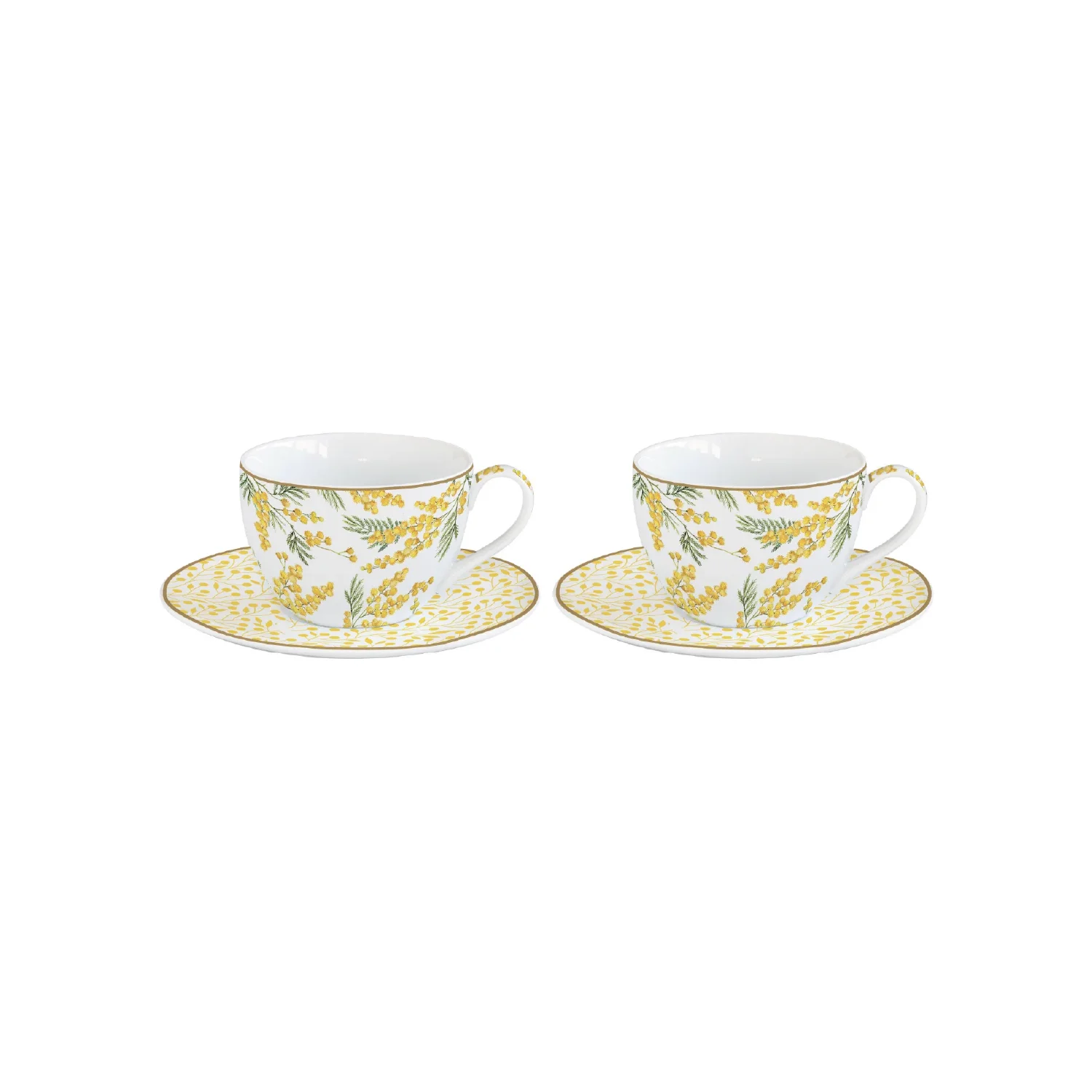Set of 2 coffee porcelain cups with saucer 110 ml MIMOSA