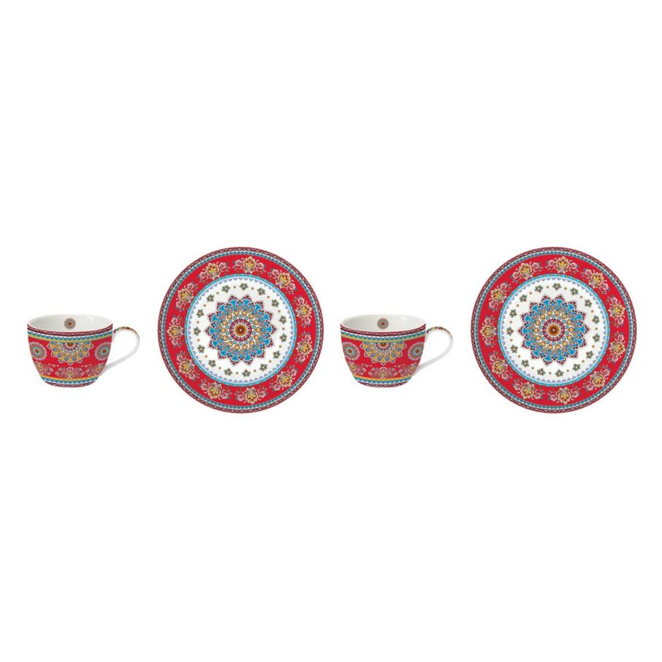 Coffret de 2 tasses avec soucoupes en porcelaine, 240 ml, dans une boîte RED