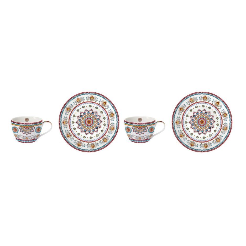 Set 2 porcelain tea cups 240 ml & saucers in color box WHITE