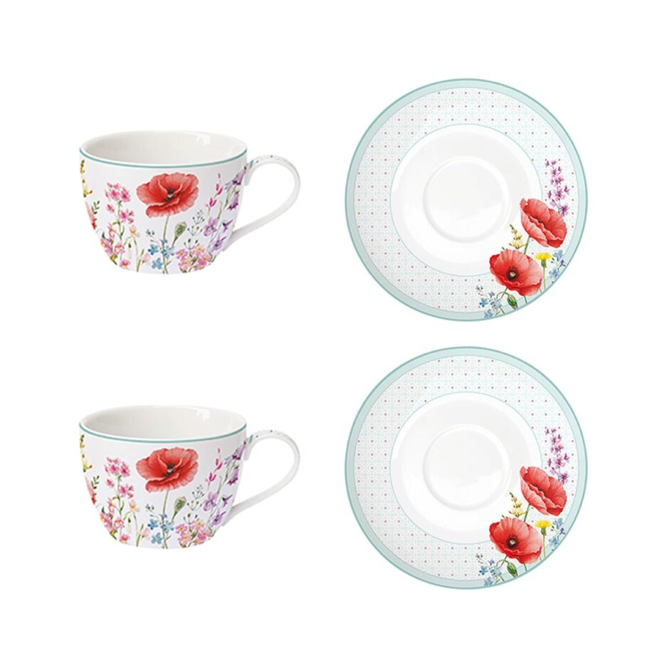 Set 2 tazze 240 ml. con piattino in porcellana LES COQUELICOTS