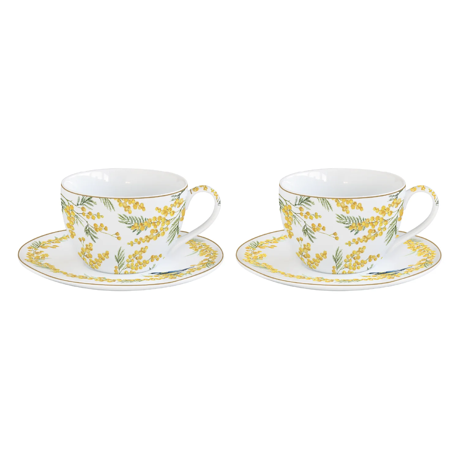 Set of 2 tea porcelain cups and saucers 240 ml MIMOSA