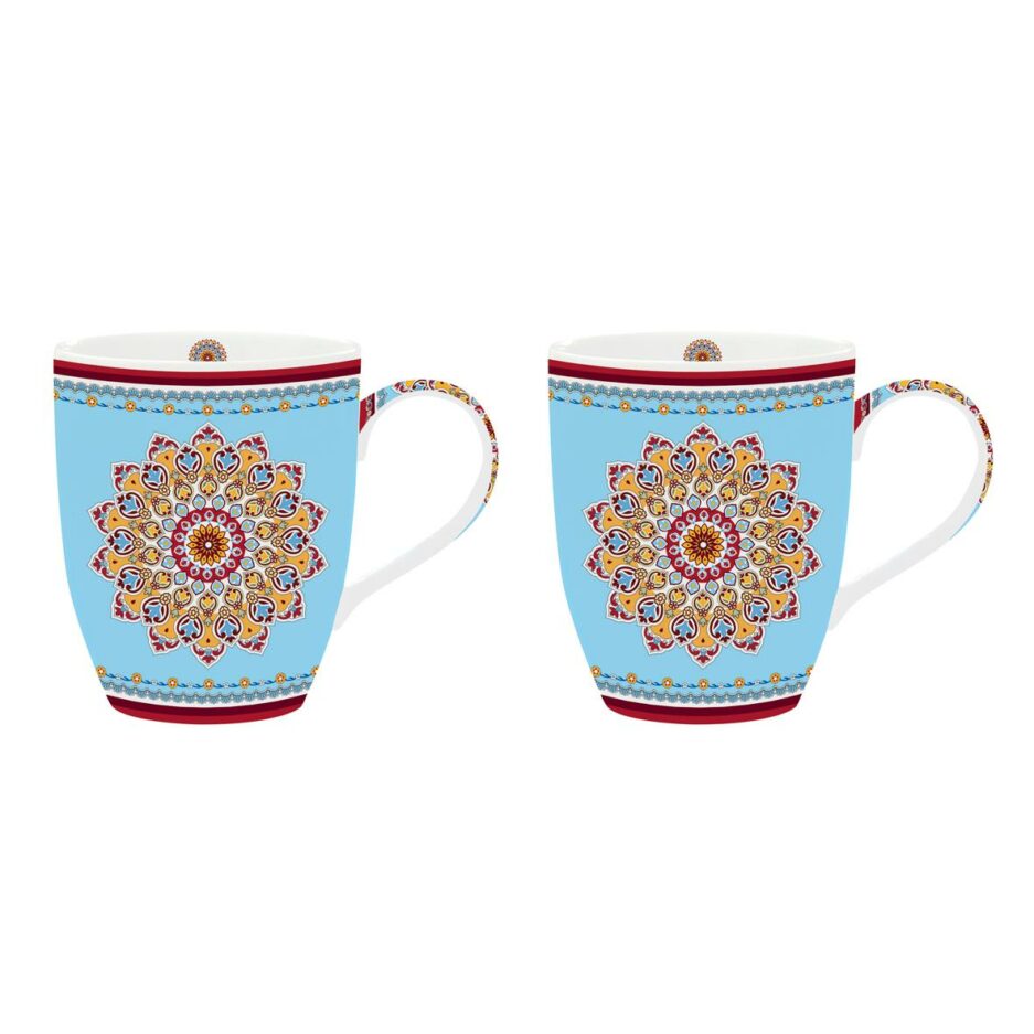 Set 2 mug 350 ml in porc.in scatola BLUE