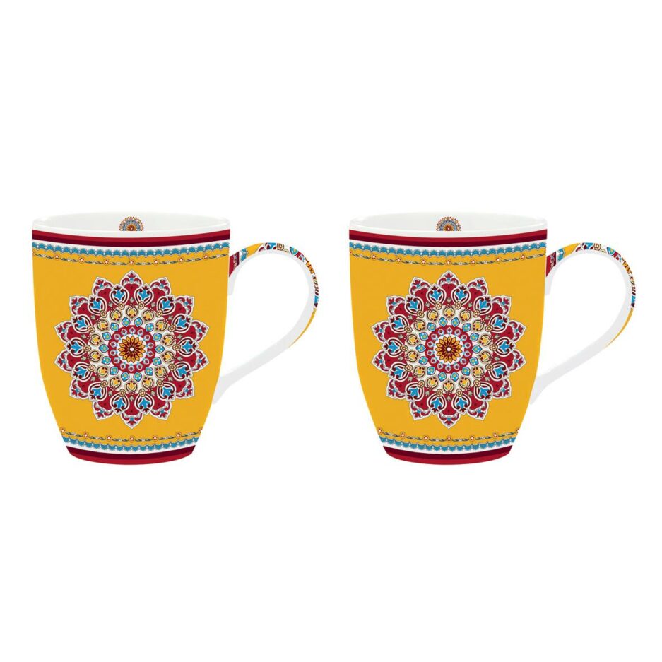 Set 2 porcelain mugs 350 ml in color box YELLOW