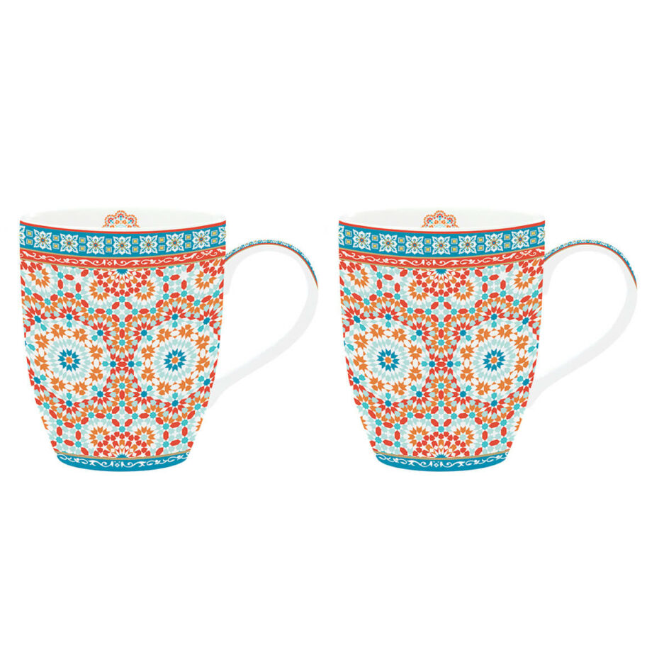 Set 2 porcelain mugs 350 ml in scatola