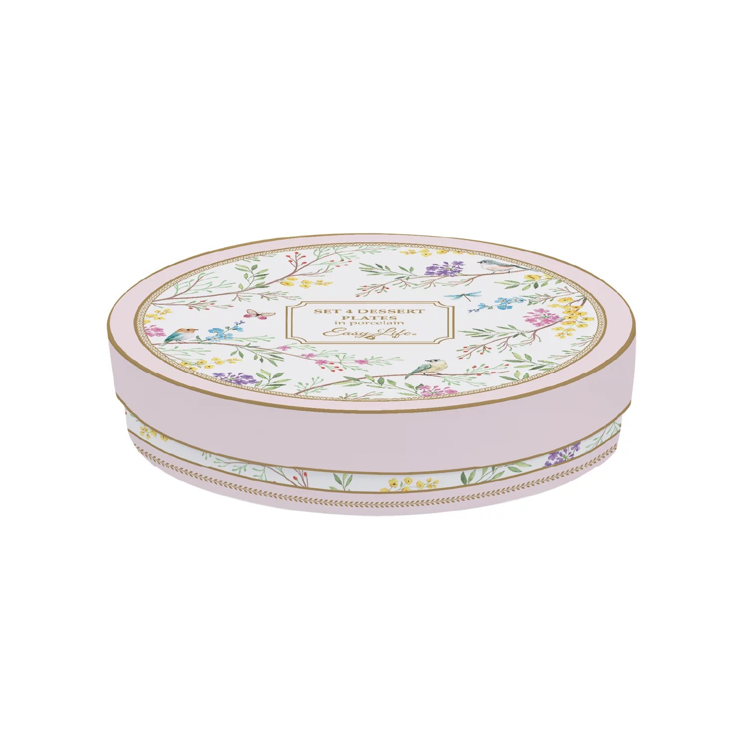 Alternative view of Set of 4 dessert plates in porcelain Ø 19 cm BIRDS MELODY