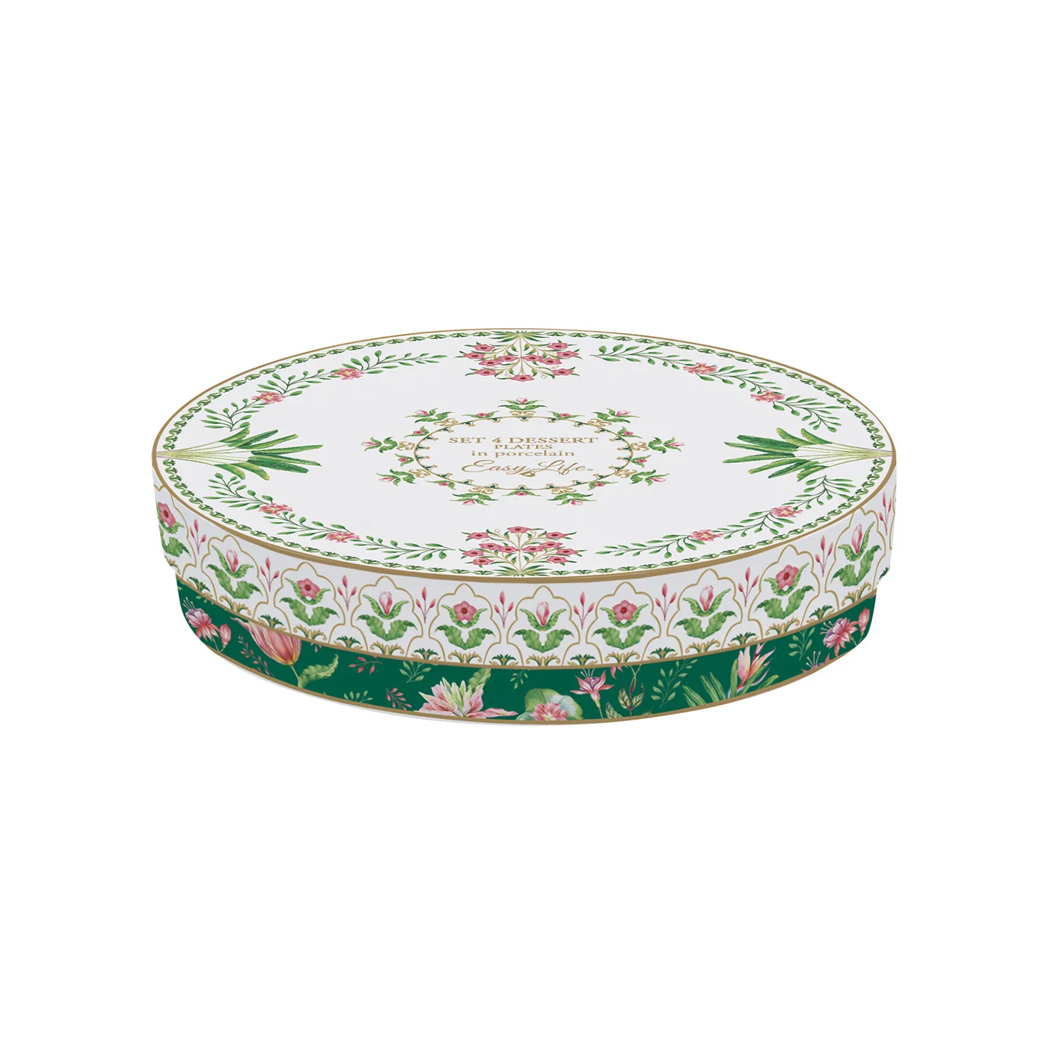 Alternative view of Set of 4 dessert plates in porcelain Ø 19 cm BOTANIC CHIC