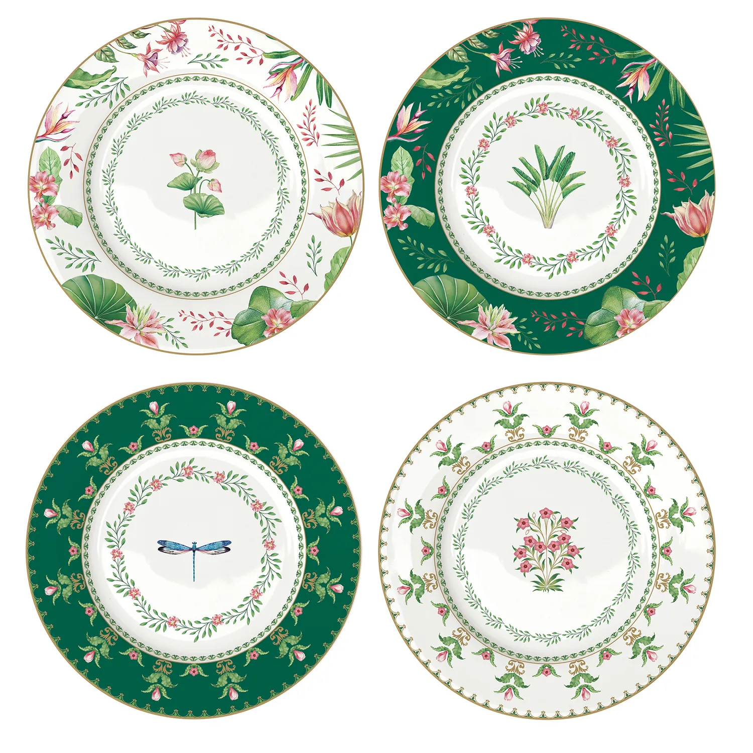 Set of 4 dessert plates in porcelain Ø 19 cm BOTANIC CHIC