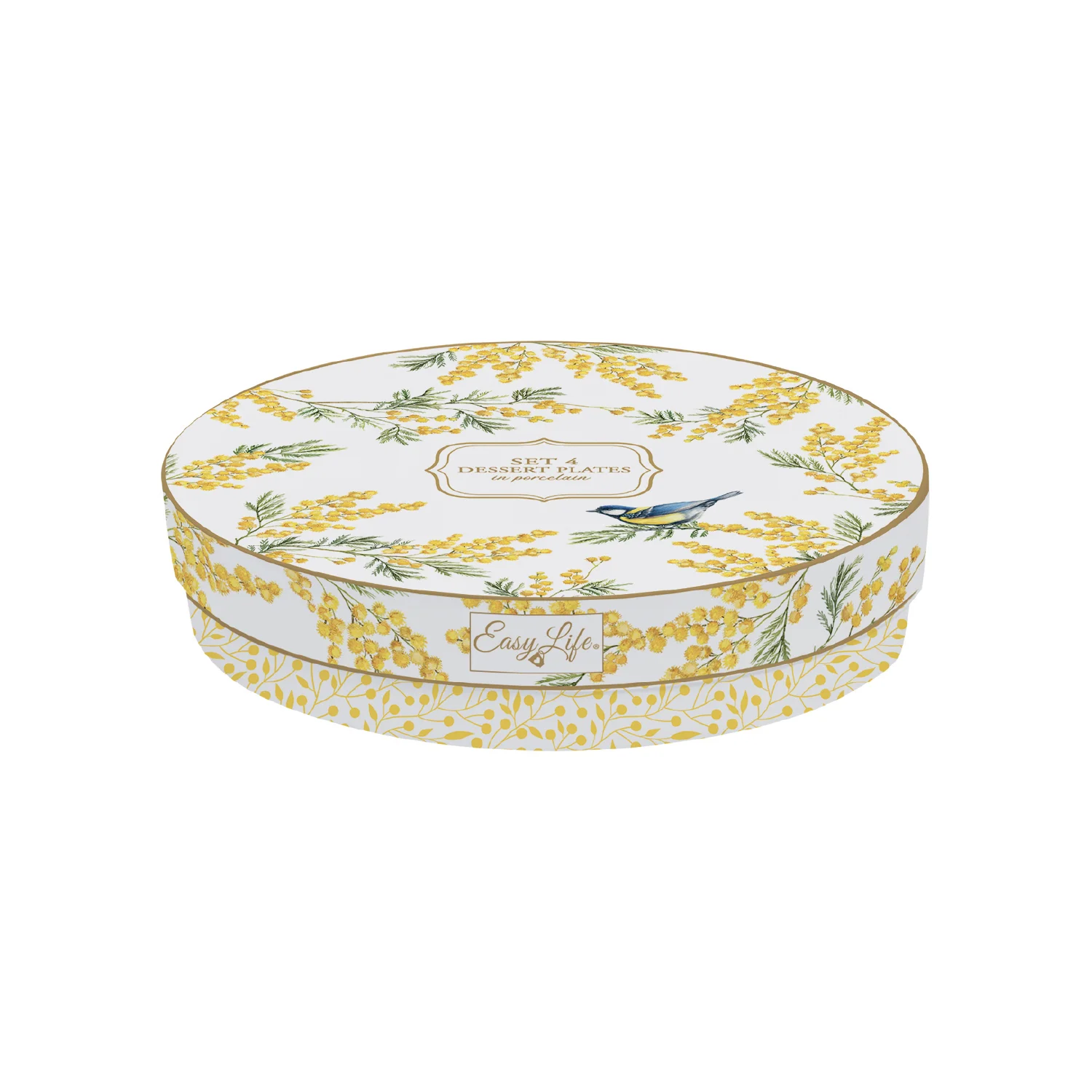 Alternative view of Set of 4 dessert plates in porcelain Ø 19 cm MIMOSA