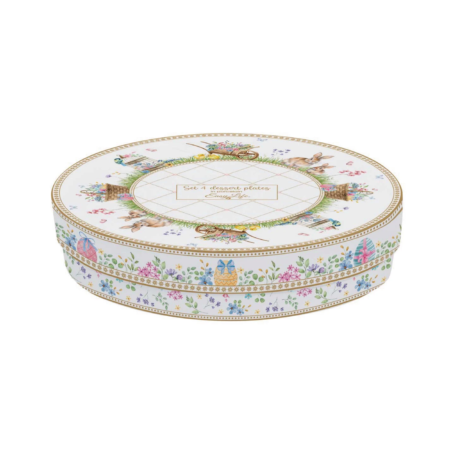 Alternative view of Set of 4 dessert plates in porcelain Ø 19 cm SPRING BLOOM