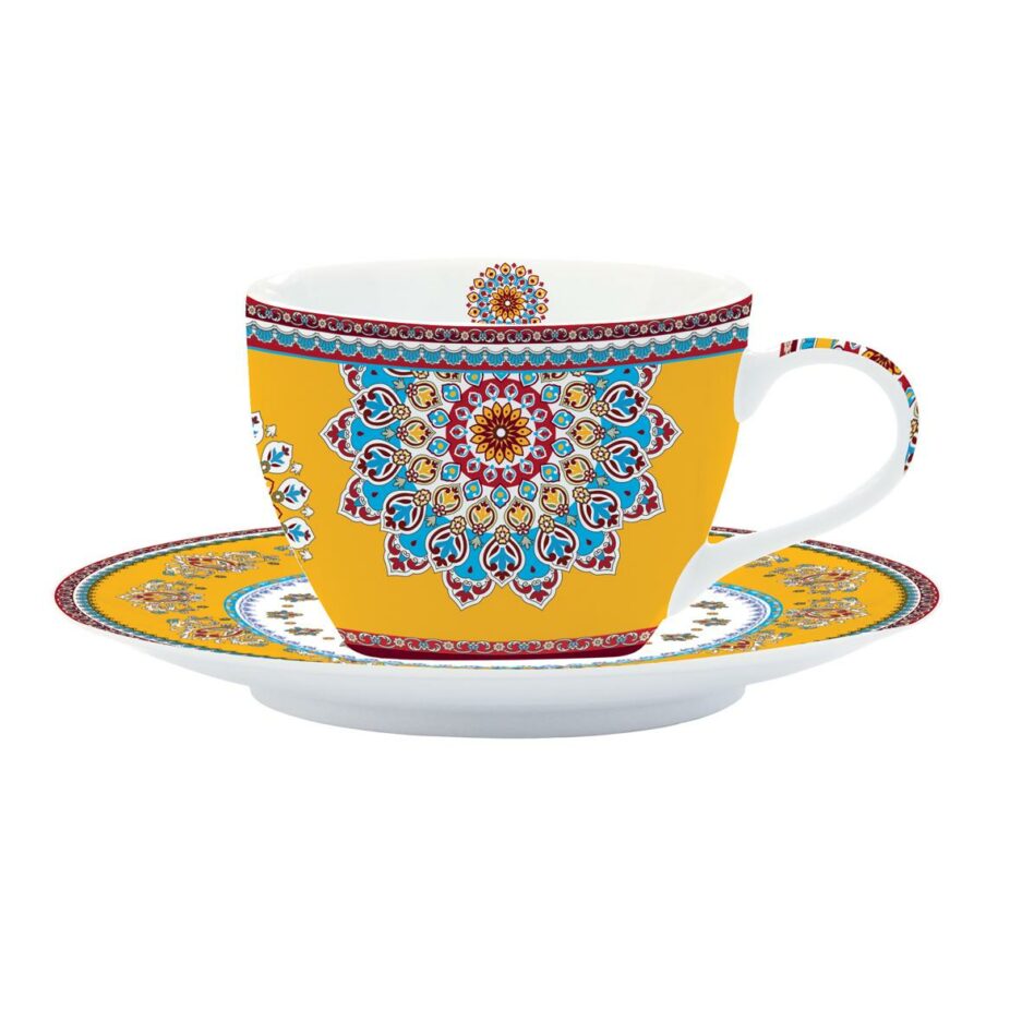 Set 6 tazzine caffè con piattino da 110 ml. in porcellana YELLOW