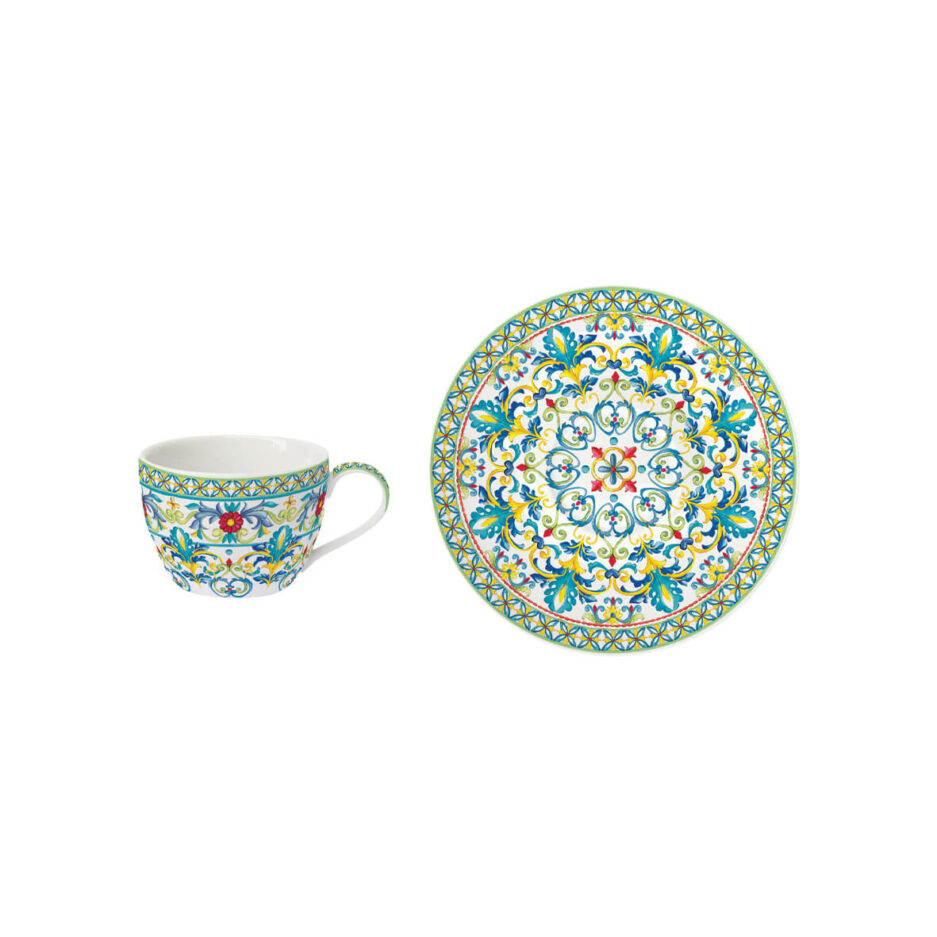 Ensemble de 6 tasses à café avec soucoupes Mediterraneo BLUE