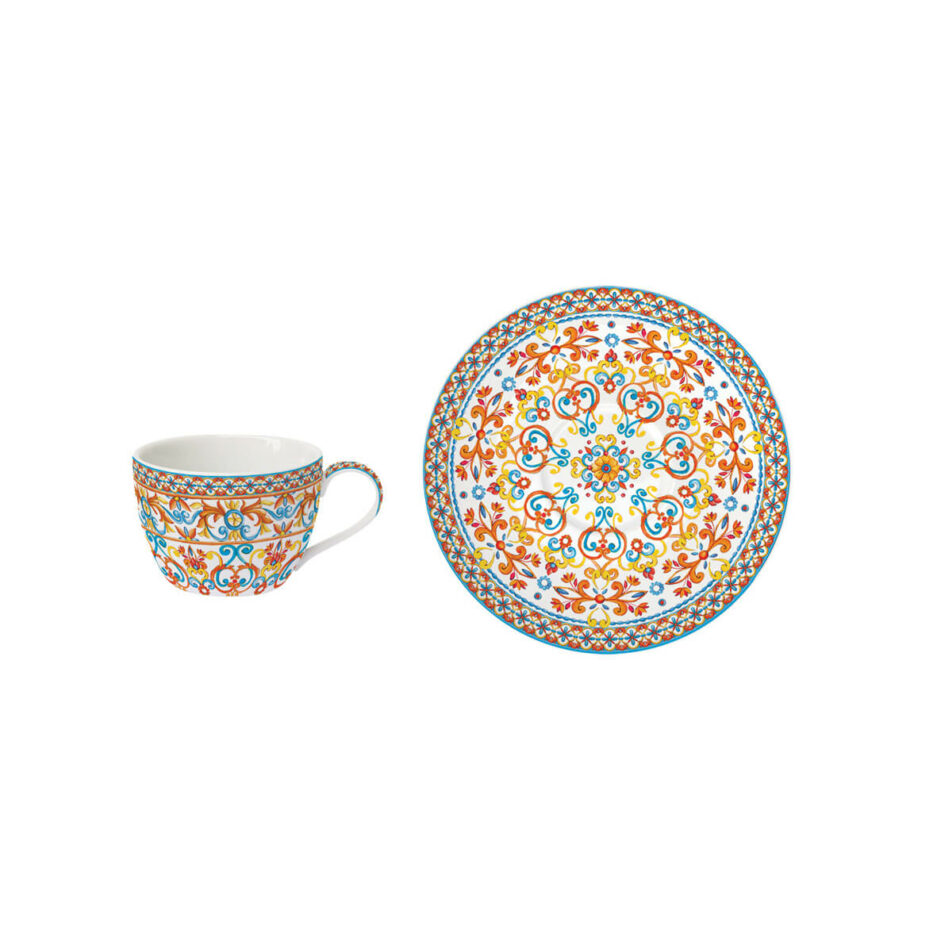 Set 6 Porcelain coffee cup & saucer 110 ml. ORANGE